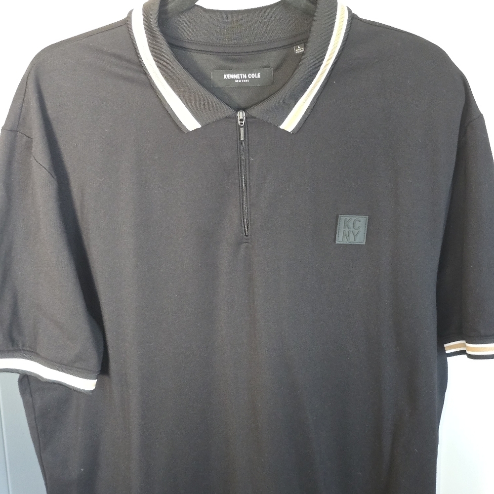 Kenneth Cole Black Polo with Tan Trim